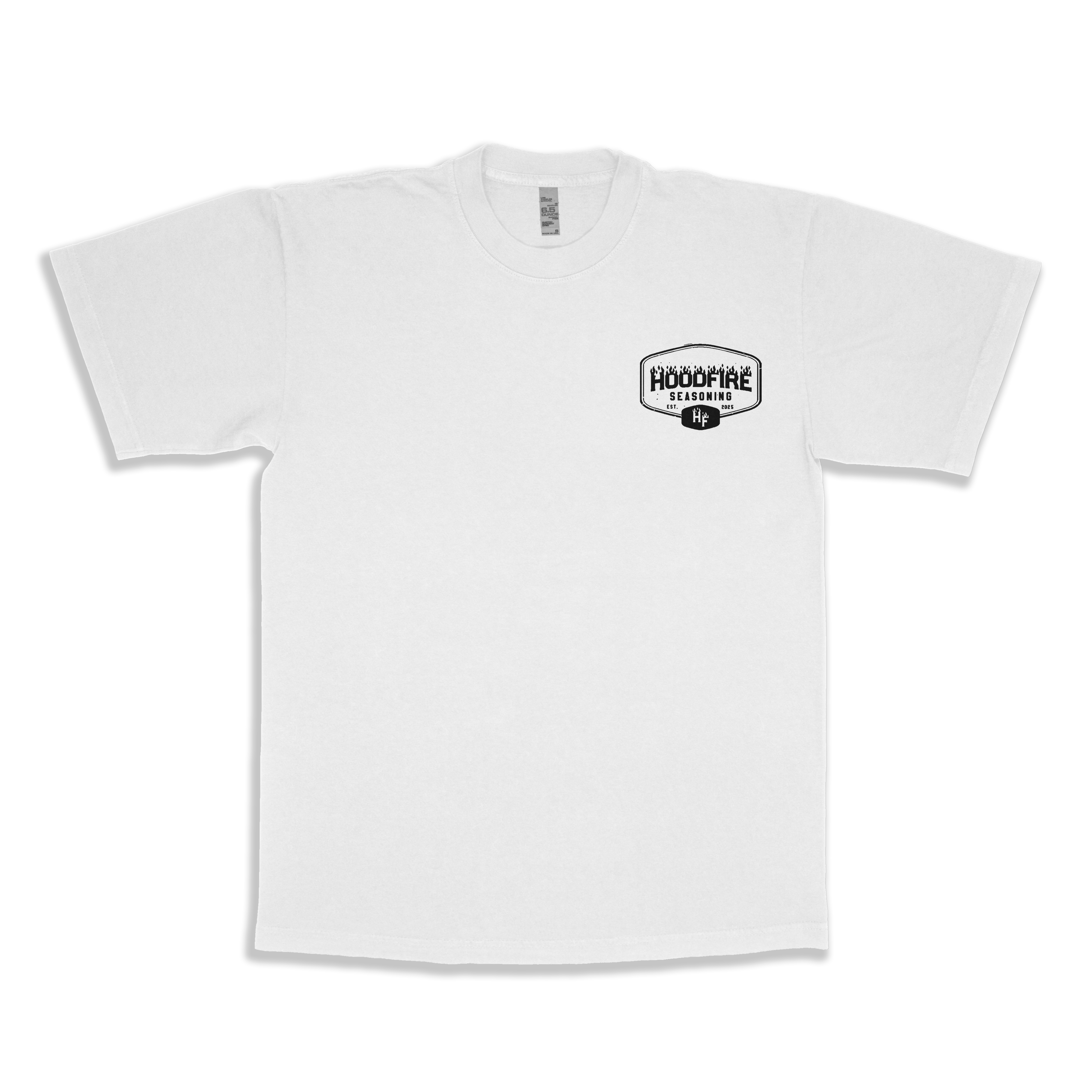 Hoodfire Seasoning “Est. 2025” White Logo Tee